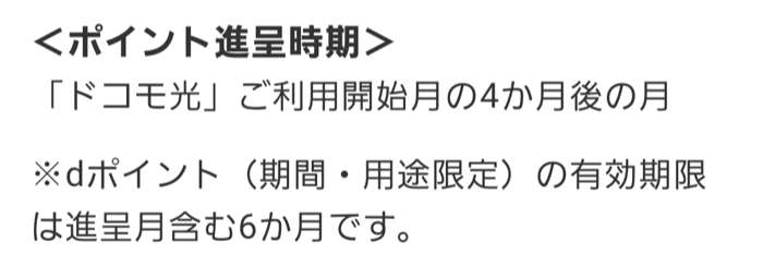 ドコモ光公式サイトの進呈時期